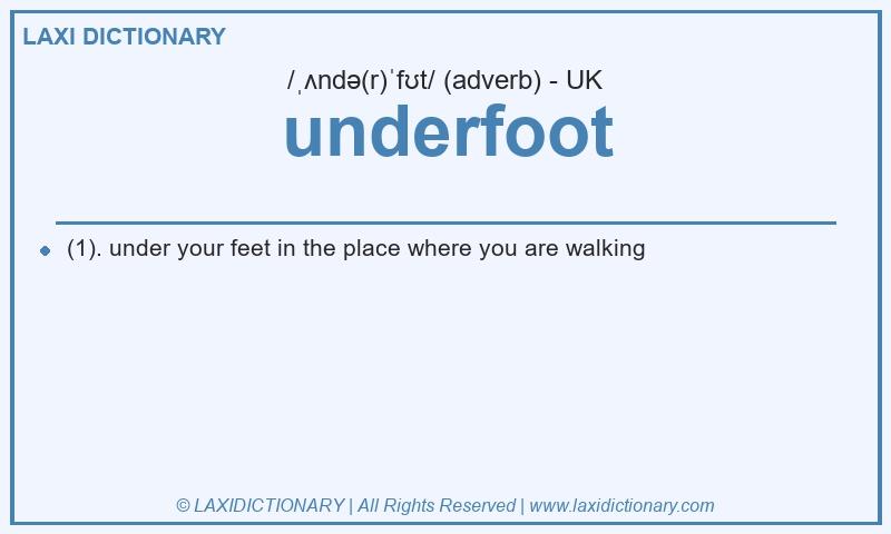 Definition underfoot in British English