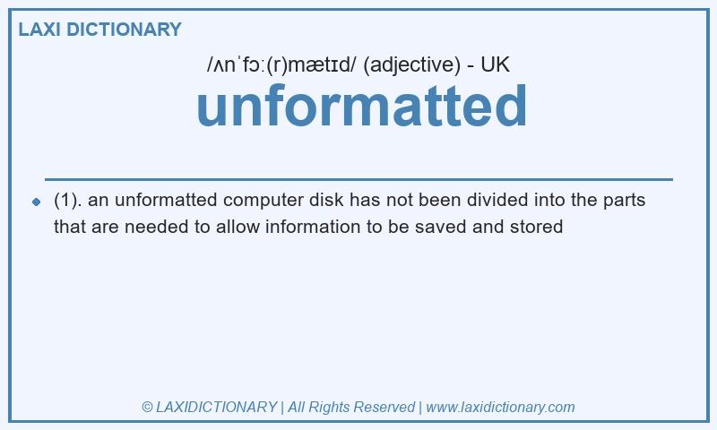 Definition unformatted in British English