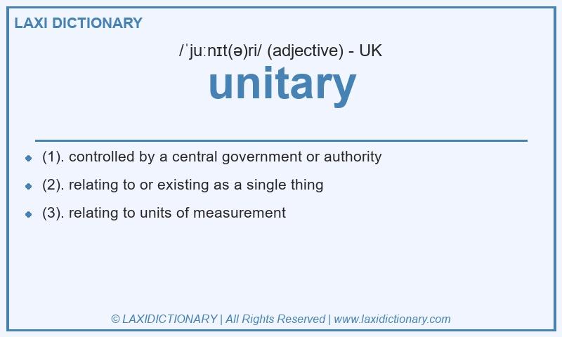 Definition unitary in British English