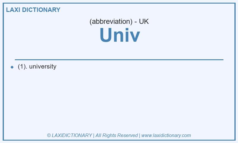 Definition Univ in British English