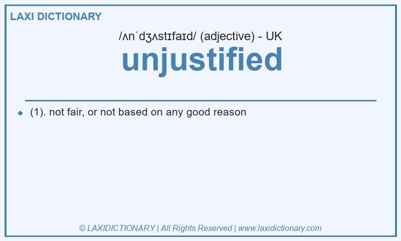 Definition unjustified in British English