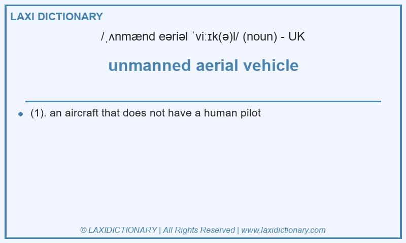 Definition unmanned aerial vehicle in British English