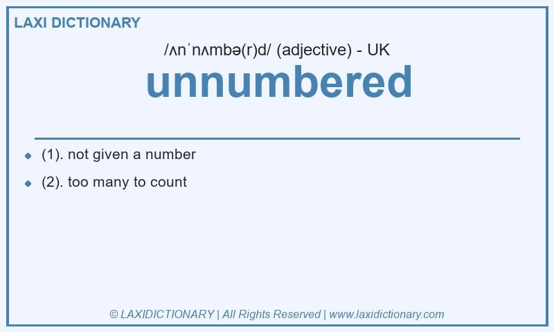 Definition unnumbered in British English