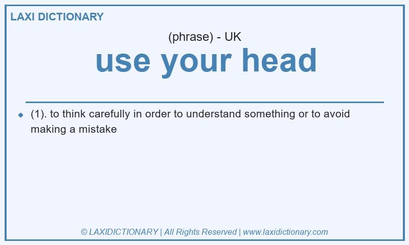 Definition use your head in British English