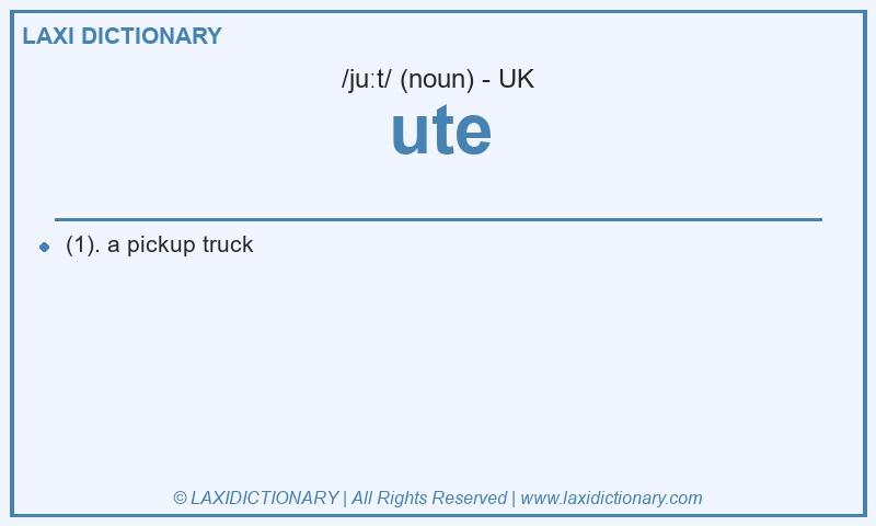 Definition ute in British English