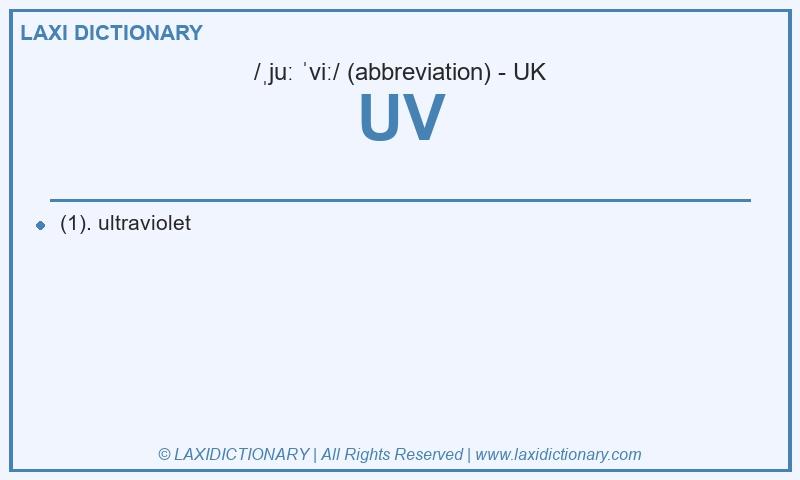 Definition UV in British English