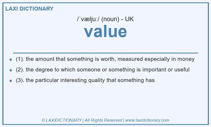 Definition value in British English