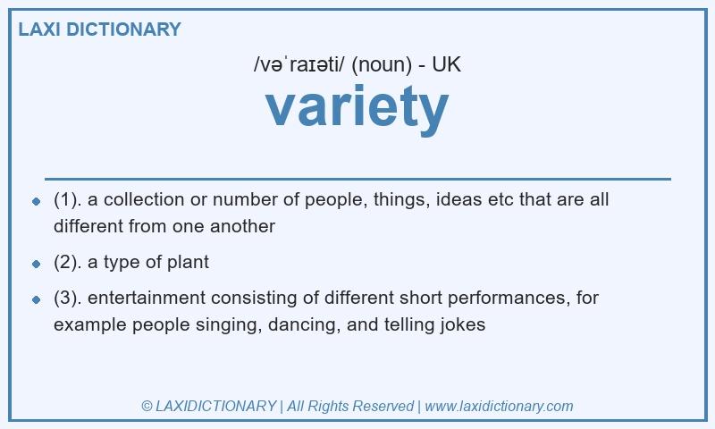 Definition variety in British English