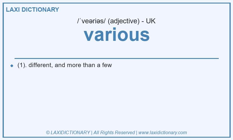 Definition various in British English