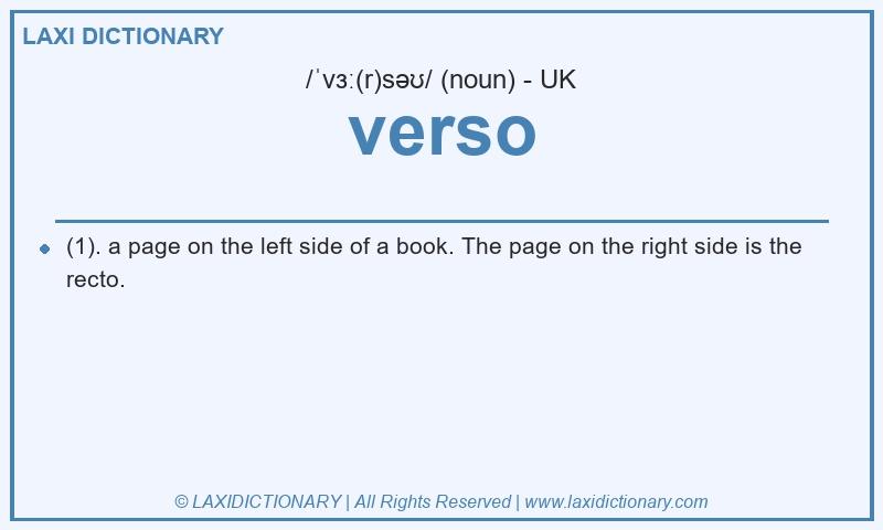 Definition verso in British English