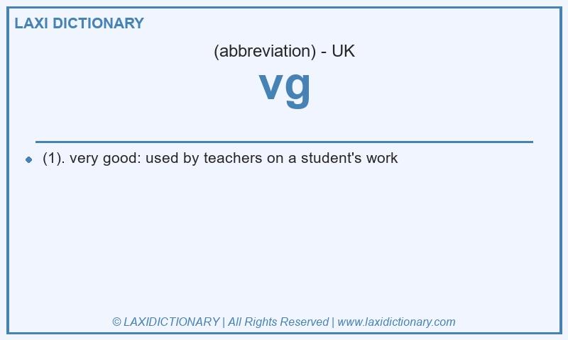 Definition vg in British English
