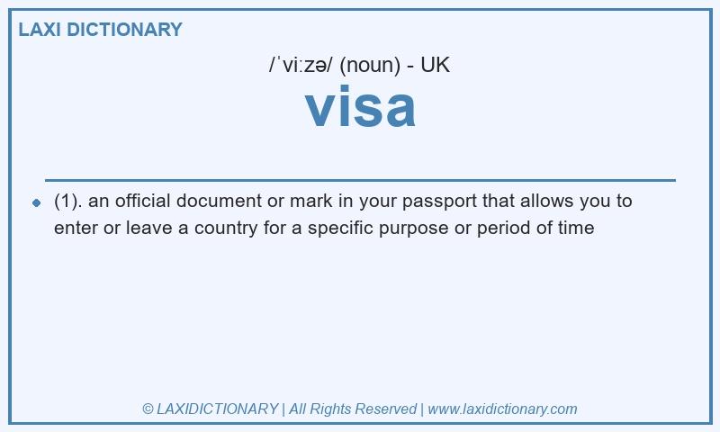 Definition visa in British English