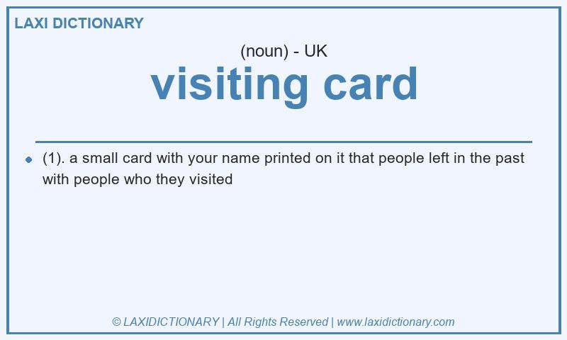 Definition visiting card in British English