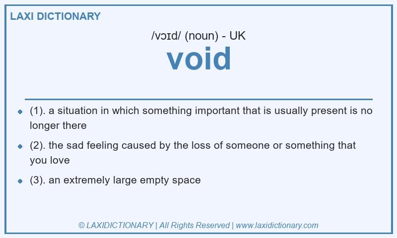 Definition void in British English