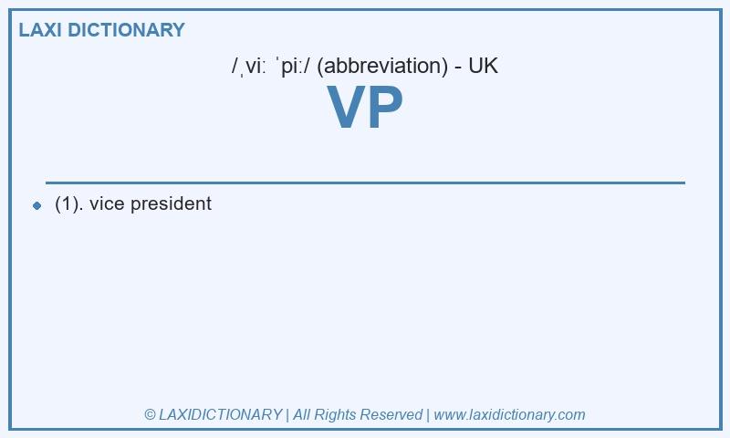 Definition VP in British English