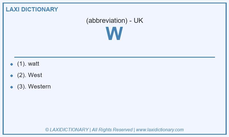Definition W in British English