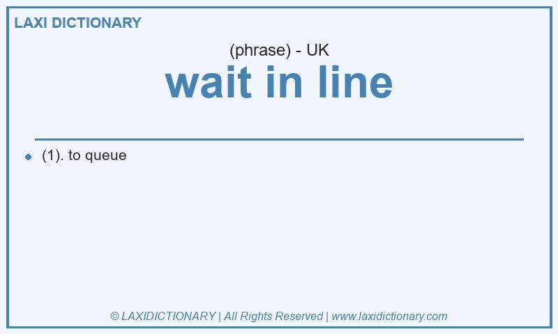 Definition wait in line in British English