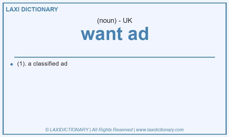 Definition want ad in British English