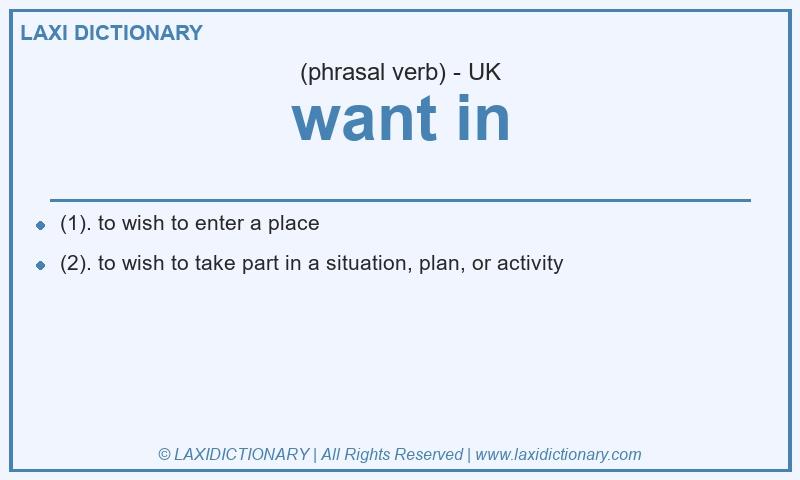 Definition want in in British English