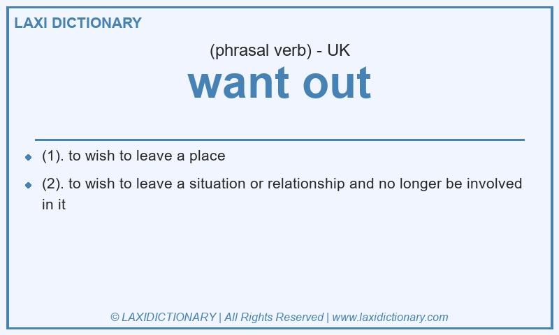 Definition want out in British English