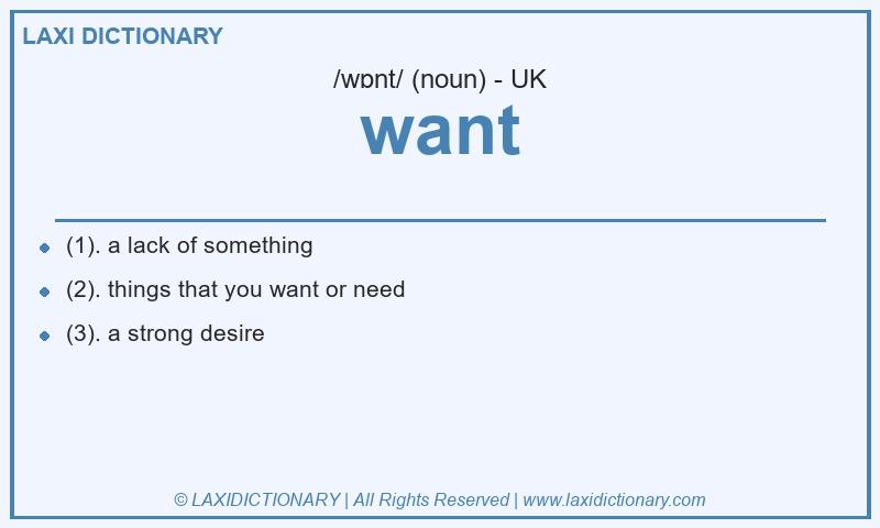 Definition want in British English
