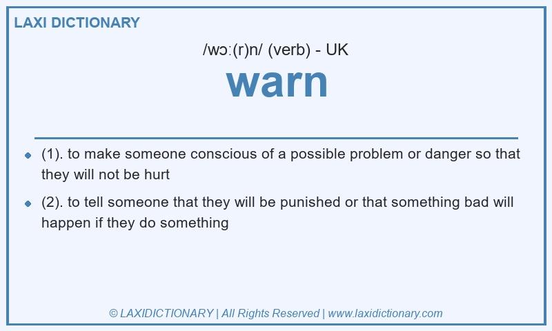 Definition warn in British English