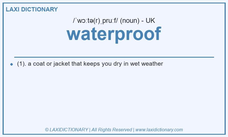 Definition waterproof in British English