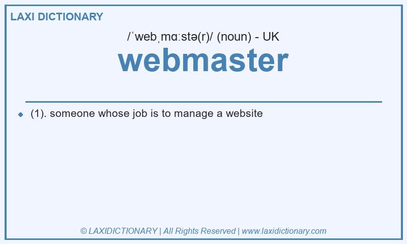 Definition webmaster in British English