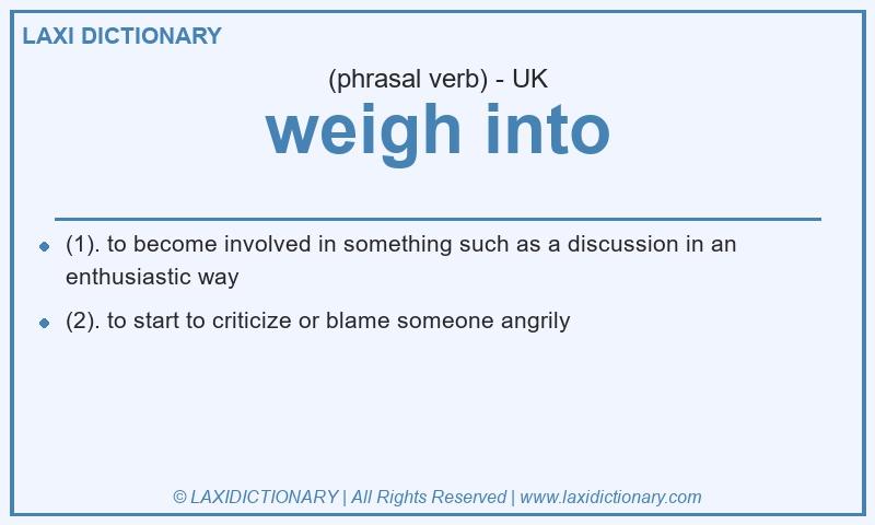 Definition weigh into in British English