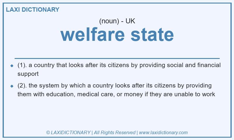 Definition welfare state in British English