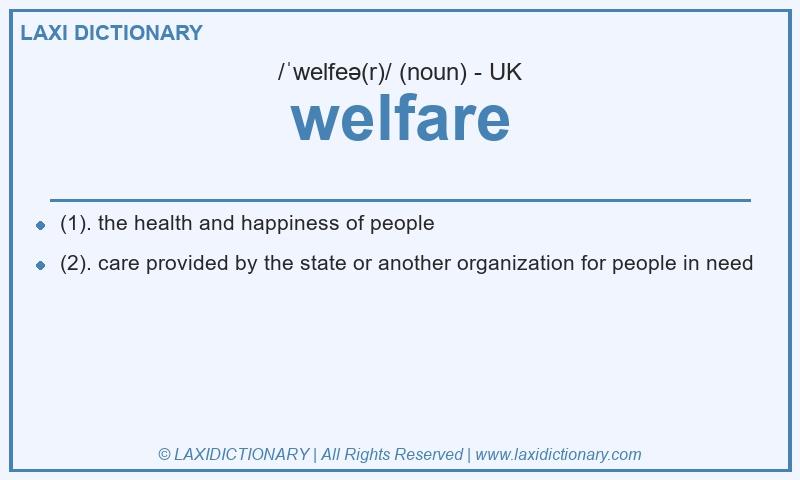 Definition welfare in British English