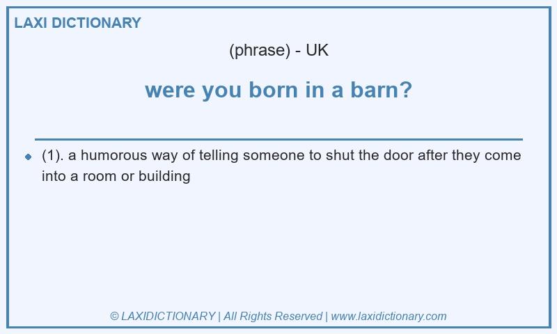 Definition were you born in a barn? in British English