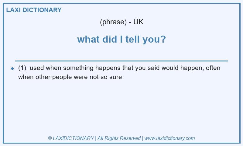 Definition what did I tell you? in British English