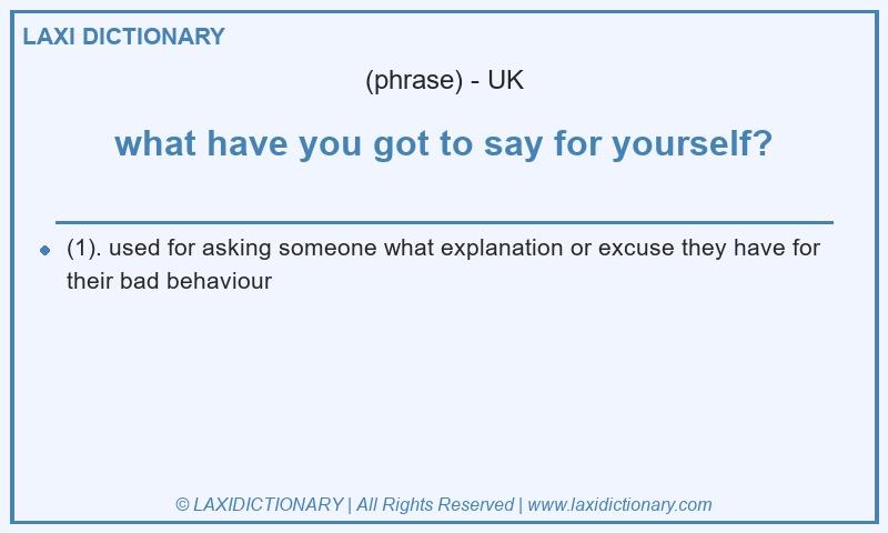 Definition what have you got to say for yourself? in British English