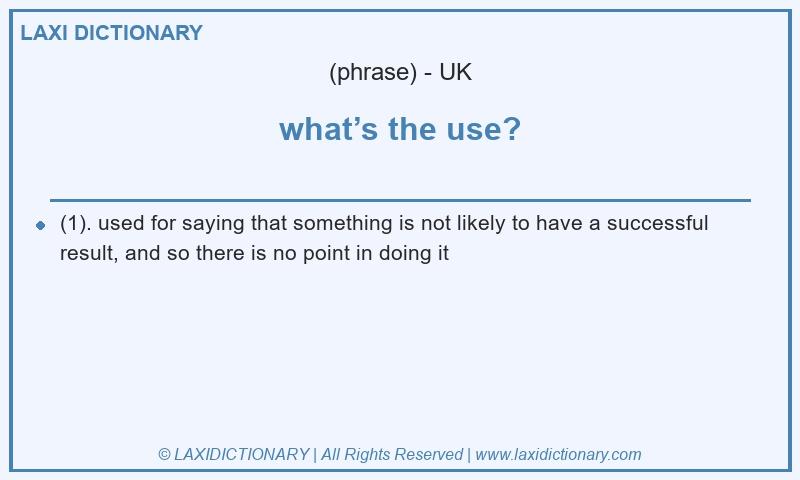 Definition what’s the use? in British English