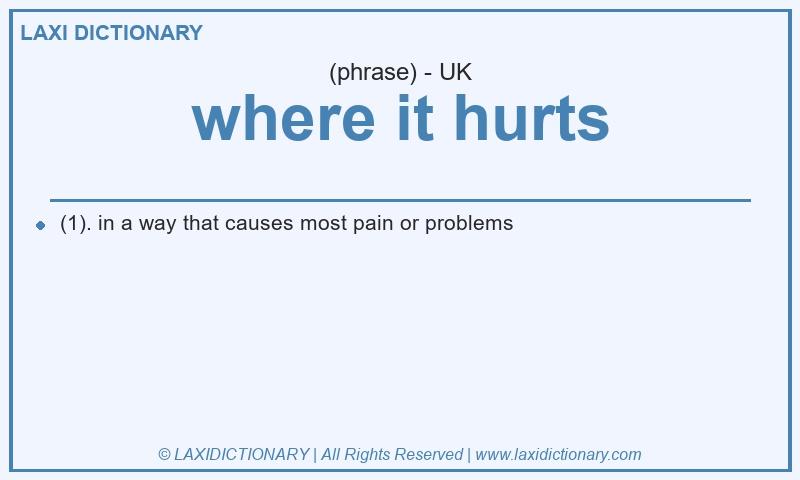 Definition where it hurts in British English