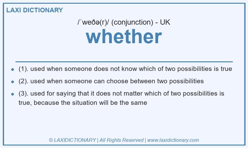 Definition whether in British English