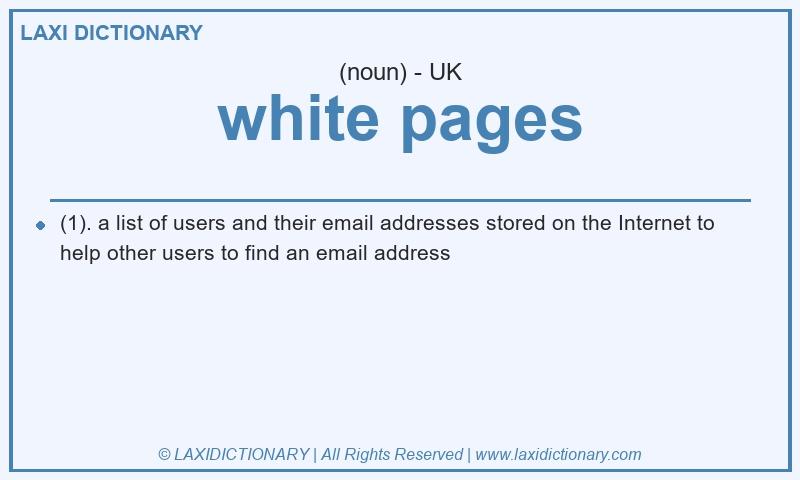 Definition white pages in British English