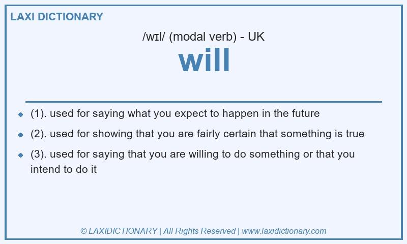Definition will in British English