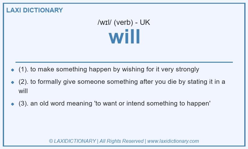 Definition will in British English
