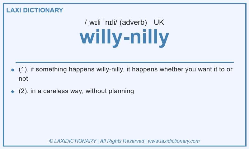 Definition willy-nilly in British English