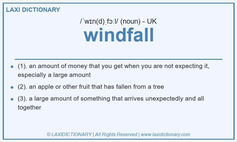 Definition windfall in British English