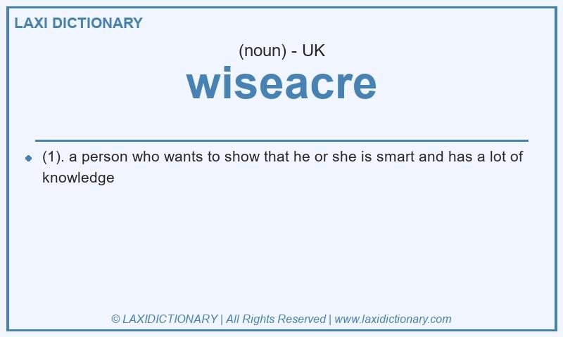 Definition wiseacre in British English