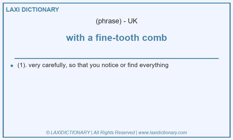 Definition with a fine-tooth comb in British English