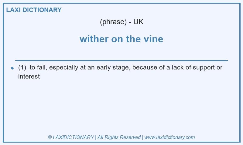 Definition wither on the vine in British English