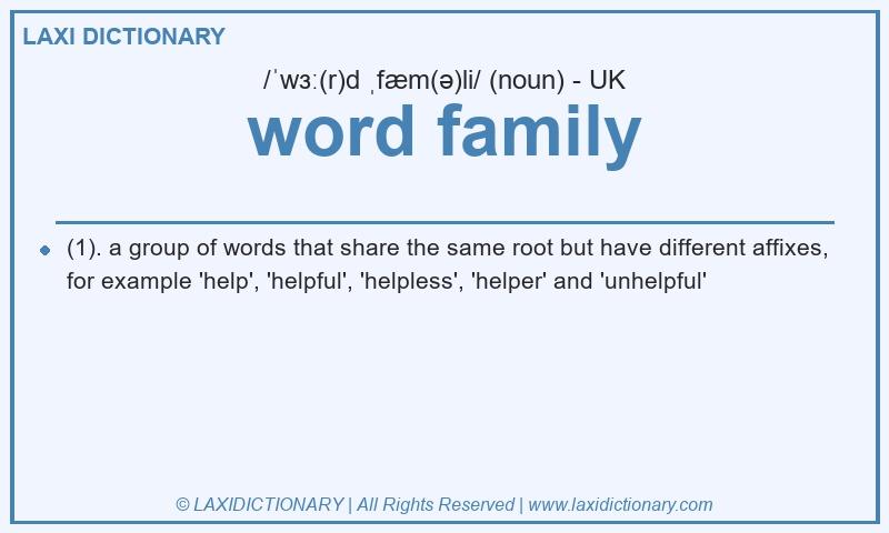 Definition word family in British English