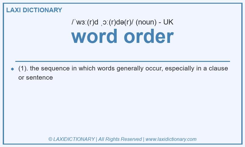 Definition word order in British English