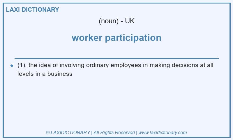 Definition worker participation in British English