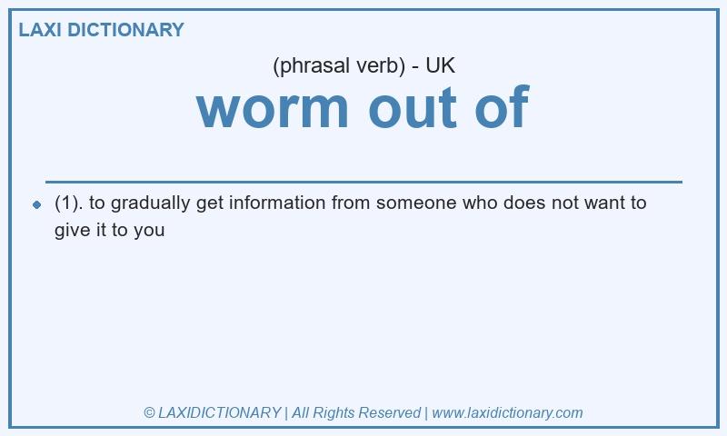 Definition worm out of in British English