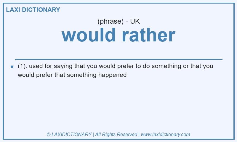 Definition would rather in British English